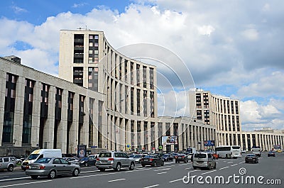 Moscow, Russia - May, 19, 2016. Vnesheconombank on Academician Sakharov Prospect Editorial Stock Photo