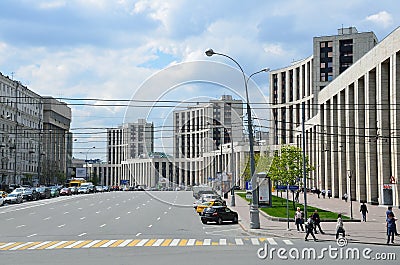 Moscow, Russia - May, 19, 2016. Vnesheconombank on Academician Sakharov Prospect Editorial Stock Photo