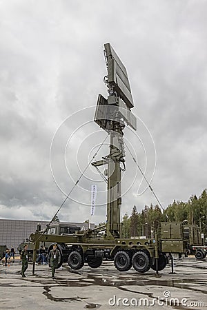 Moscow Russia 30.06.2019 Mobile modern military communications installation Editorial Stock Photo