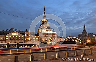 Moscow, Russia - Nov 1. 2023. General view of Kazan Station in the night Editorial Stock Photo