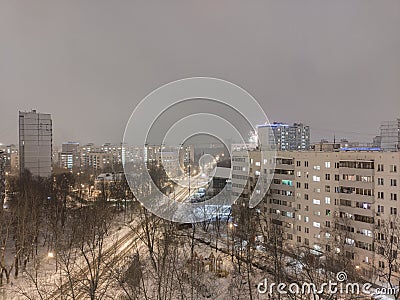 MOSCOW, RUSSIA - November 12, 2021: Living area covered with snow Editorial Stock Photo