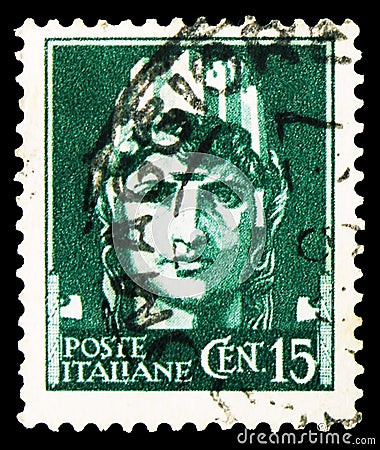 Postage stamp printed in Italy shows Italy turreted, Imperial Series, circa 1929 Editorial Stock Photo