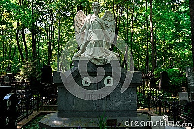 Moscow, Russia/Novodevichy cemetery - white marble statue Editorial Stock Photo