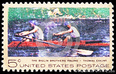 Postage stamp printed in United States shows Editorial Stock Photo