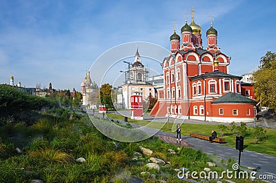 MOSCOW, RUSSIA - October, 2019: View on Cathedral of the icon of the Mother of God Sign of the former Znamensky monastery Editorial Stock Photo