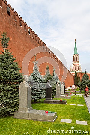 Monument to Joseph Vissarionovich Stalin on the street Korolenko on the Red Square, Moscow, Russia. Editorial Stock Photo