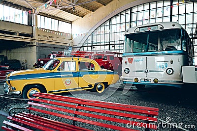 Retro auto collection, exhibition from Museum of Moscow Transport Editorial Stock Photo
