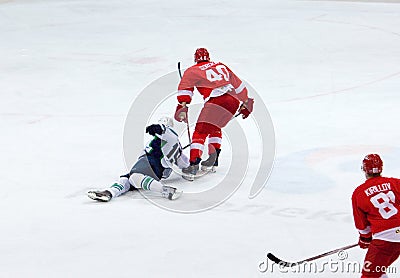 MOSCOW, RUSSIA - SEPTEMBER 27, 2016: V. Sorokin (40) attack, A. Editorial Stock Photo