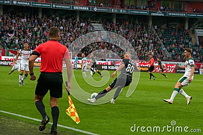 Defender Egor Sorokin 80 on the soccer game Editorial Stock Photo