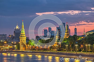 Moscow Russia, sunset city skyline Stock Photo