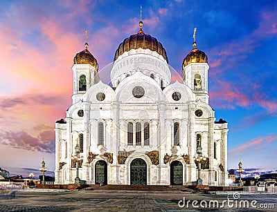 Moscow, Russia - Sunset view of Cathedral of Christ the Savior Stock Photo