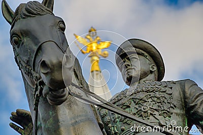Moscow, Russian Federation/ September 11, 2020; The monument to Marshal Zhukov on Manezhnaya Square Editorial Stock Photo