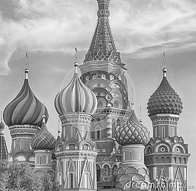 Moscow Russian Federation 10/07/2018. St. Blessed Cathedral on the Red Square of Moscow, tinted design Editorial Stock Photo