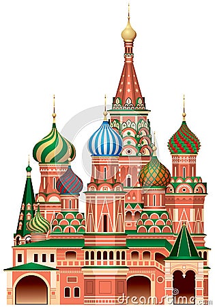 Moscow Saint Basil`s Cathedral Vector Illustration