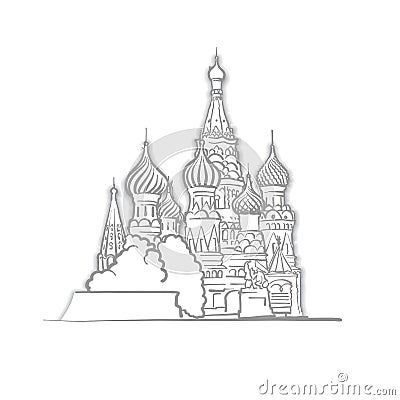Moscow Saint Basils Cathedral Sketch Vector Illustration