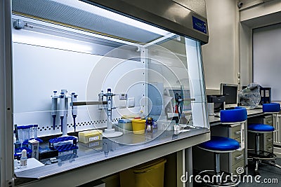 Equipment for research in a medical laboratory Editorial Stock Photo