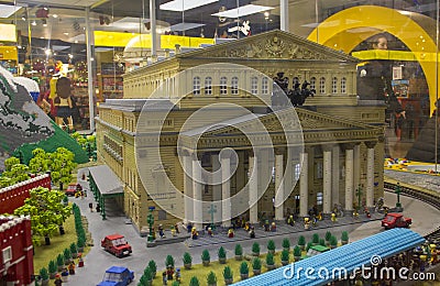 Bolshoi theatre of Moscow cubes. Toy building Editorial Stock Photo