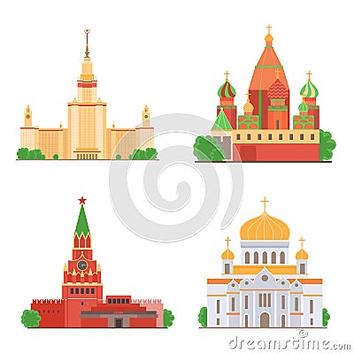 Moscow sights vector illustration set Vector Illustration