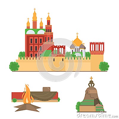 Moscow sights vector illustration set Vector Illustration