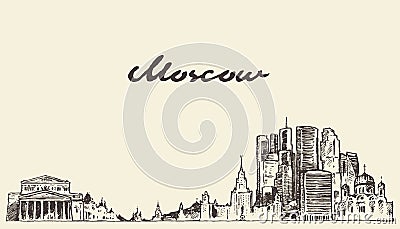 Moscow skyline Russia vector hand drawn sketch Vector Illustration