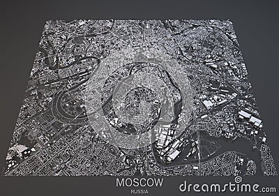 Moscow streets and buildings 3d map, Russia Stock Photo