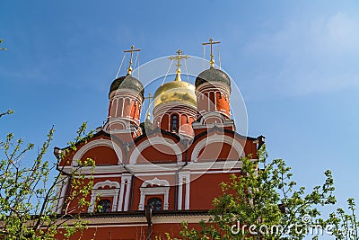 Moscow. Varvarka Street. View of the Znamensky Cathedral. Stock Photo