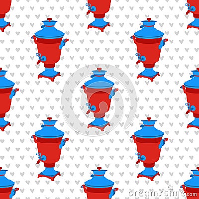 Moscow. vector seamless pattern with russian symbols. Modern pop graphic illustration with samovar Vector Illustration