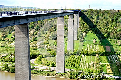 Mosel Bridge Winningen, part of the autobahn Stock Photo