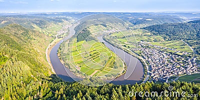 Moselle loop Calmont Mosel river landscape nature panorama in Bremm Germany Stock Photo