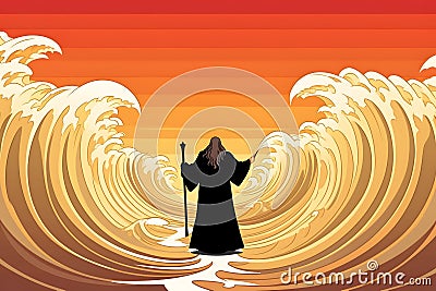 Moses dividing the red sea in exodus Stock Photo