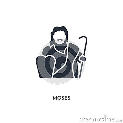 Moses icon. simple element illustration. isolated trendy filled moses icon on white background. can be used for web, mobile, ui Cartoon Illustration