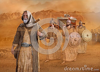 Moses leads the Isrealites through the desert Sinai Exodus Stock Photo