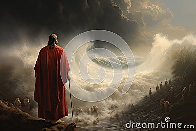 Moses parting red sea Stock Photo