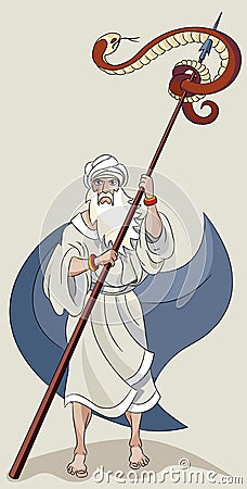 Moses and serpent Vector Illustration
