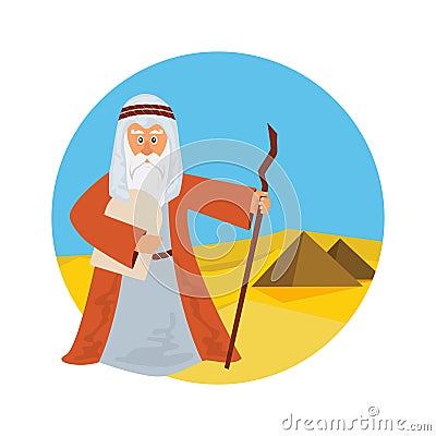 Moses Splitting The Sea - Moses splitting the red sea with the Israelite leaving Egypt. Vector Illustration