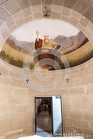Moses and the Tablets, Mount Tabor Church, Palestine Editorial Stock Photo