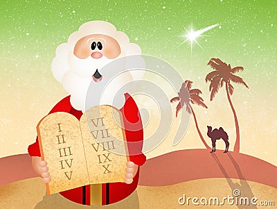 Moses with ten Commandments Stock Photo