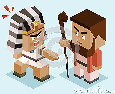 Moses vs ramses Cartoon Illustration