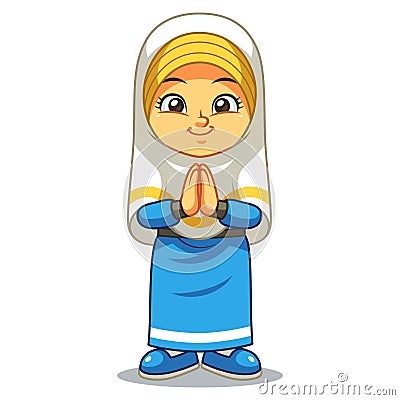 Moslem Girl Greeting Salaam Ramadan Stock Photo