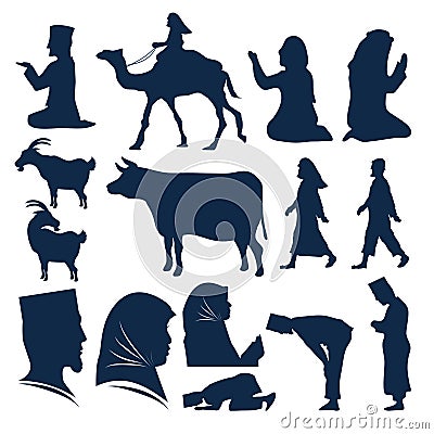 Moslem and islam themed Illustration silhouette element Vector Illustration