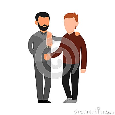 Moslem People Friendship Cartoon Illustration Graphic Design Vector Illustration