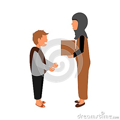 Moslem People Giving The Poor Illustration Design Vector Illustration