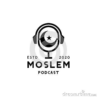 Moslem podcast logo design template vector eps 10 Stock Photo