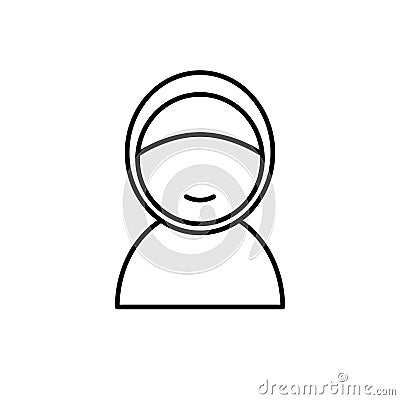 Moslem Women with hijab. Simple monoline icon style for muslim ramadan and eid al fitr celebration Stock Photo
