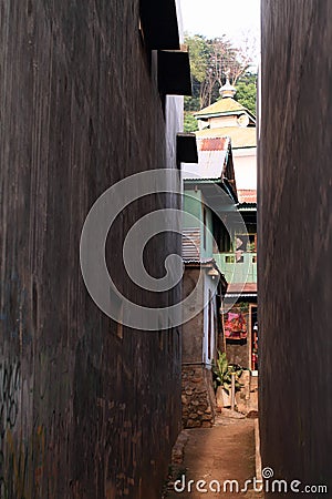 Mosque behind thin path Stock Photo