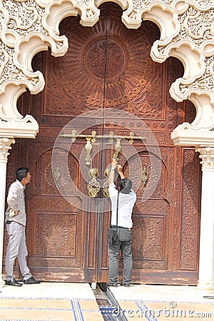 Mosque carving door under sunshine Editorial Stock Photo