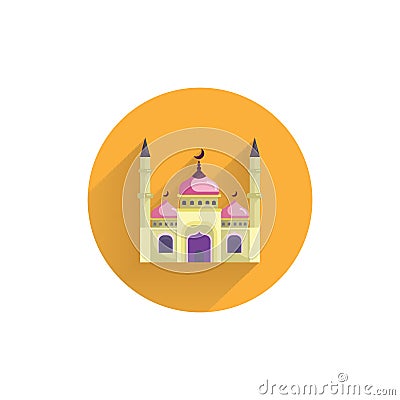 mosque flat icon with long shadow. mosque islam flat icon Vector Illustration