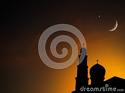 Mosque Dome Scescent Moon Star Sky Night Israa Mecca Mohammed Ramadan Isra Sheikh Ramadan Grand Uae Arab Islamic Emirates Stock Photo