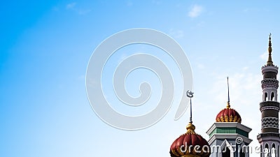 Mosque Dome Sheikh Ramadan Grand Uae on Blue Sky Background Abstract Arab emirates Islamic Architecture Istanbul Turkey Namaz Stock Photo