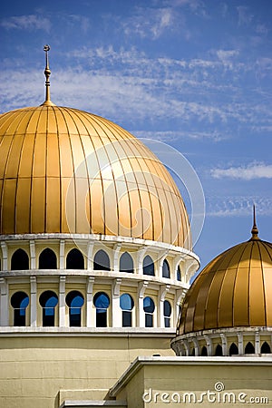 Mosque with golden domes Stock Photo